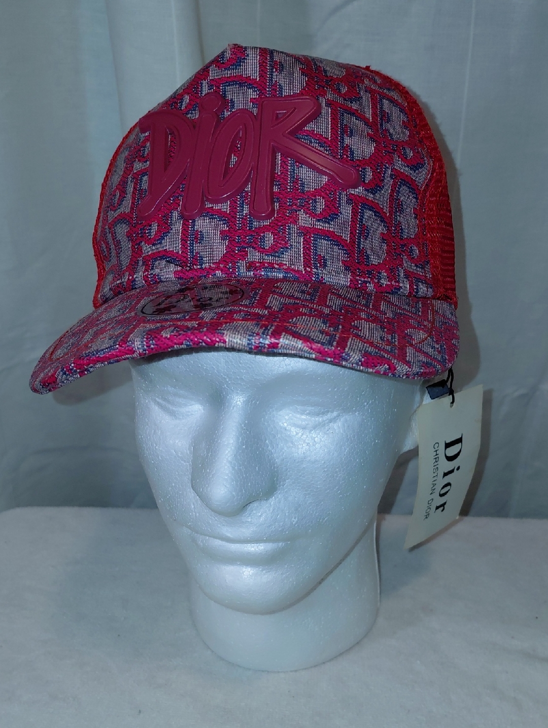Dior Pink Monogram Mesh-Panel Baseball Cap